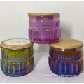 Plating colored glass candle jar set with lid